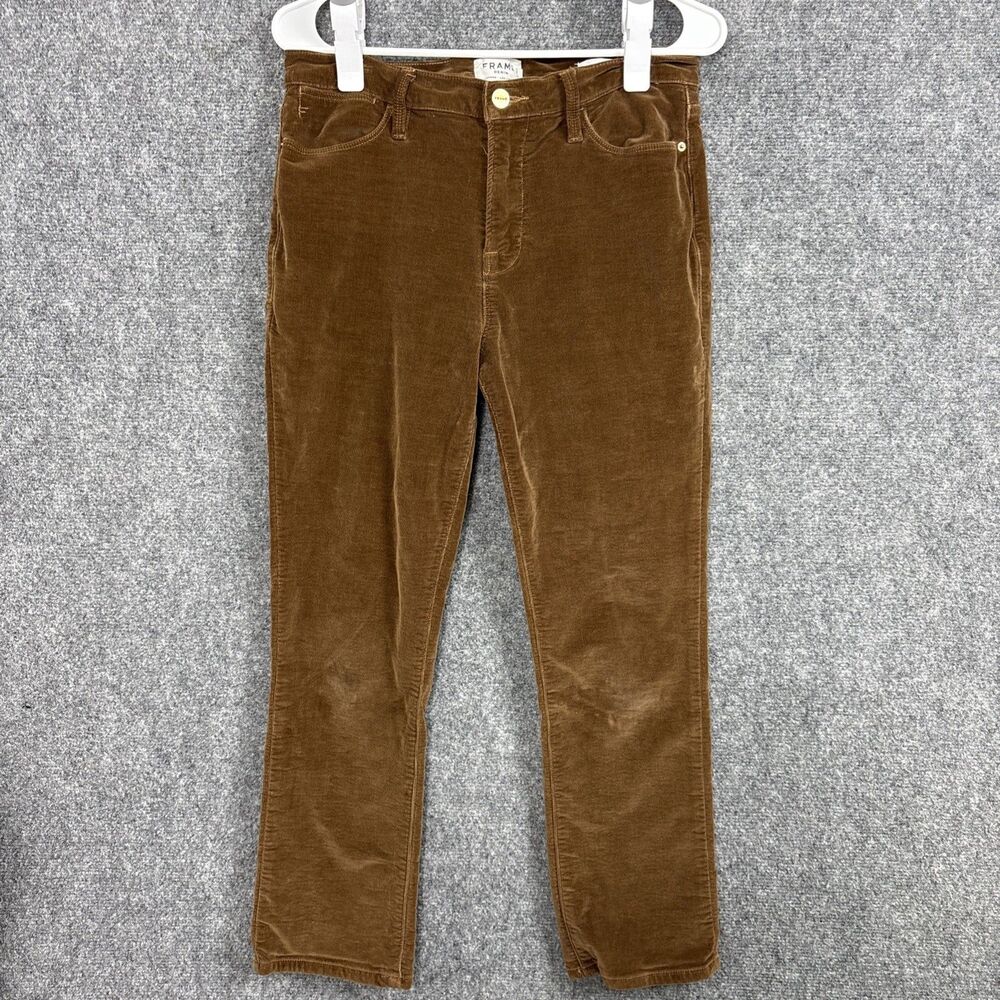 FRAME le High Straight Corduroy Pants Womens Size 30 Warm Tan Crop